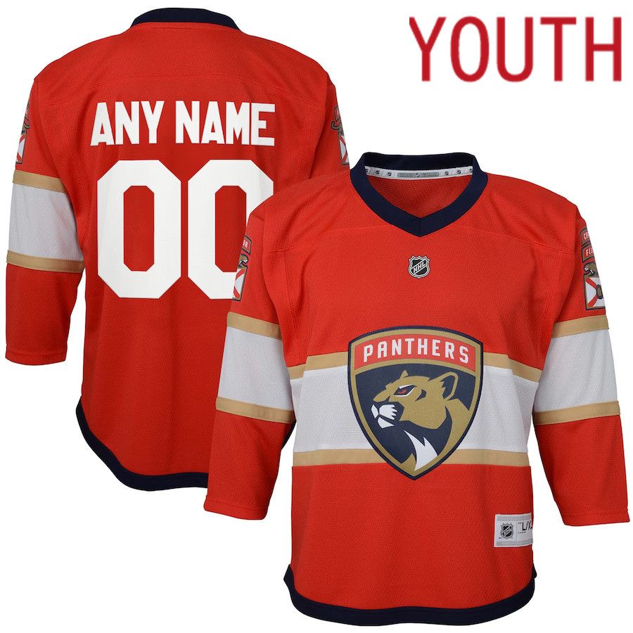 Youth Florida Panthers Red Home Replica Custom NHL Jersey->los angeles chargers->NFL Jersey